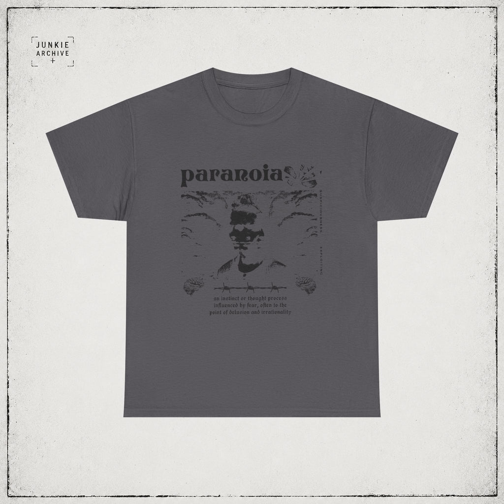 JUNKIE "Paranoia" | Vintage Gothic Graphic Tee | Alternative Grunge Streetwear | Distressed Y2K T-Shirt