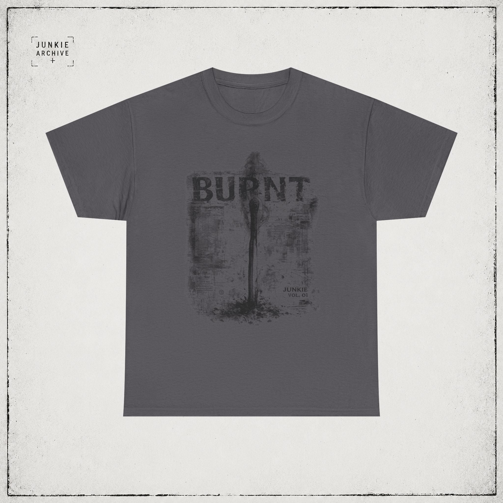 JUNKIE "Burnt Out" | Vintage Distressed Streetwear Tee | Heavyweight Grunge Alternative Shirt